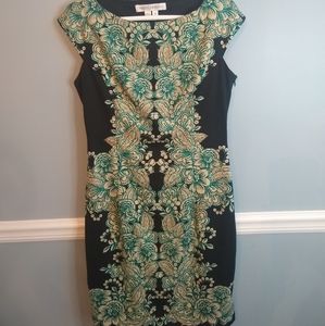 Maggy London black floral design mod size 12